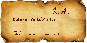 Kehrer Antónia névjegykártya