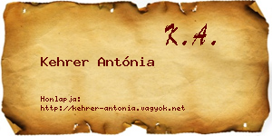 Kehrer Antónia névjegykártya